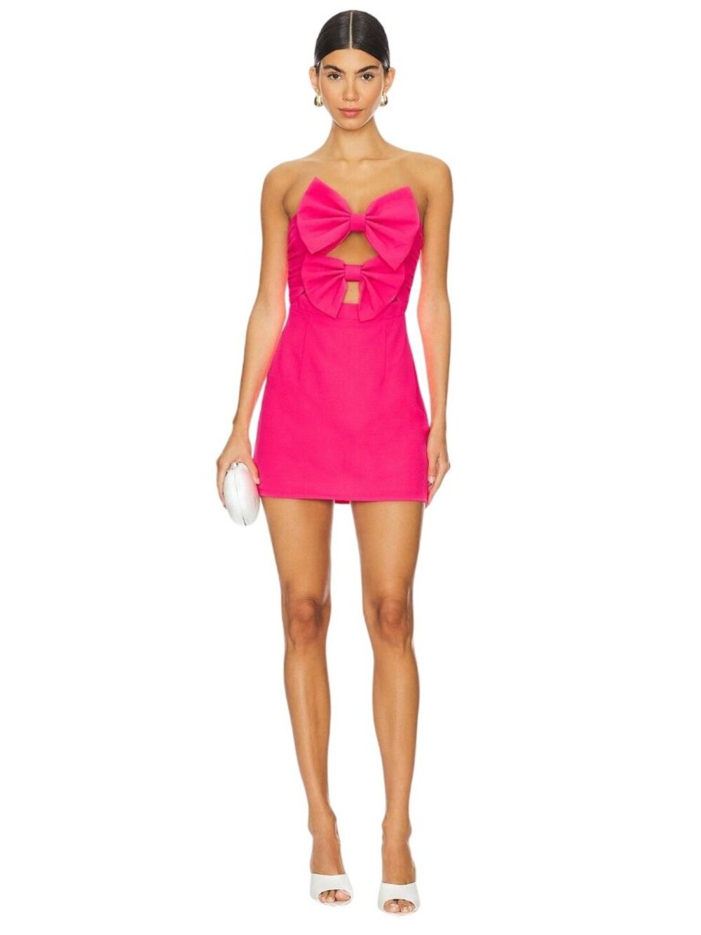 MORE TO COME Marcella Mini Dress in Hot Pink X-Small New Womens Bows
